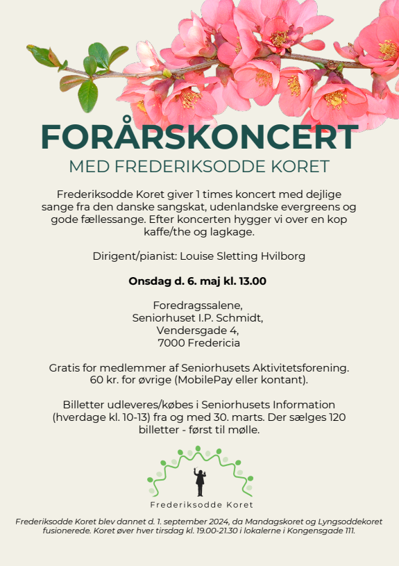 Forårskoncert 6. maj 2026 kl. 13 ved Vendersgade 4, 7000 Fredericia